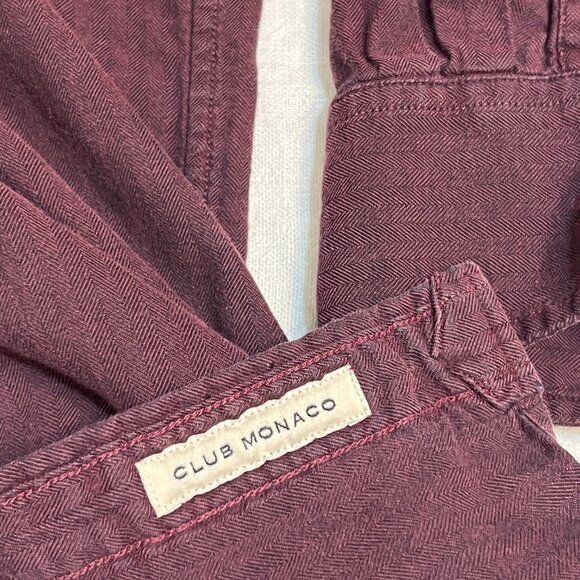 Club Monaco Men’s Burgundy Shirt Slim Fit Button-Down Long Sleeve Casual Dress M - Picture 6 of 8